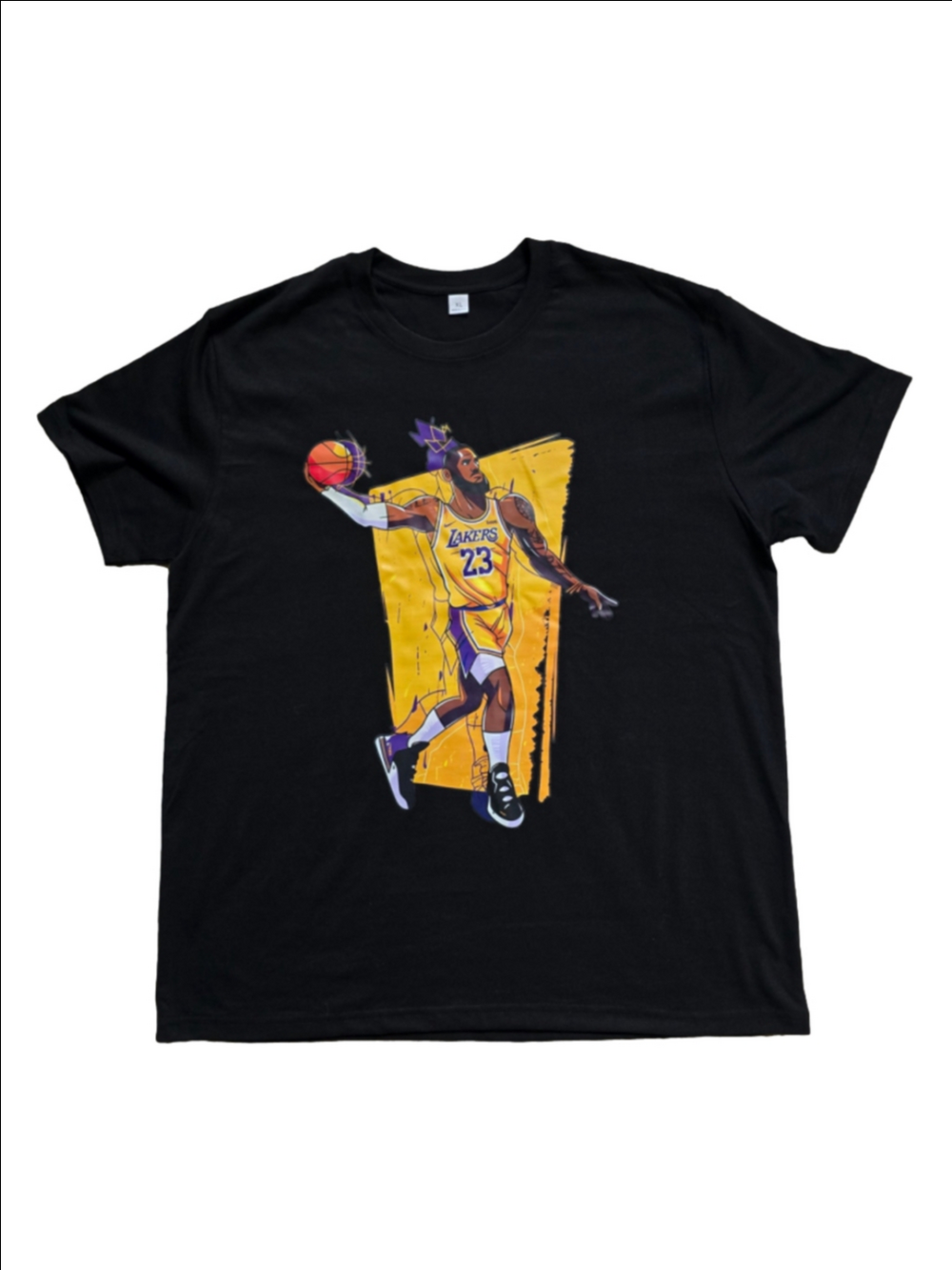 Men's Unbranded Short Sleeve Tee XL Black Yellow Lebron James